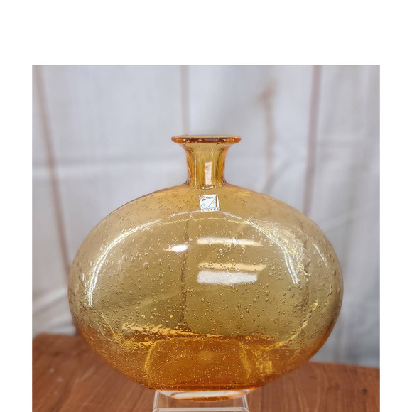 Amici Accents Amici Art Glass Amber Bubble Glass Bottle Vase 8 X 8